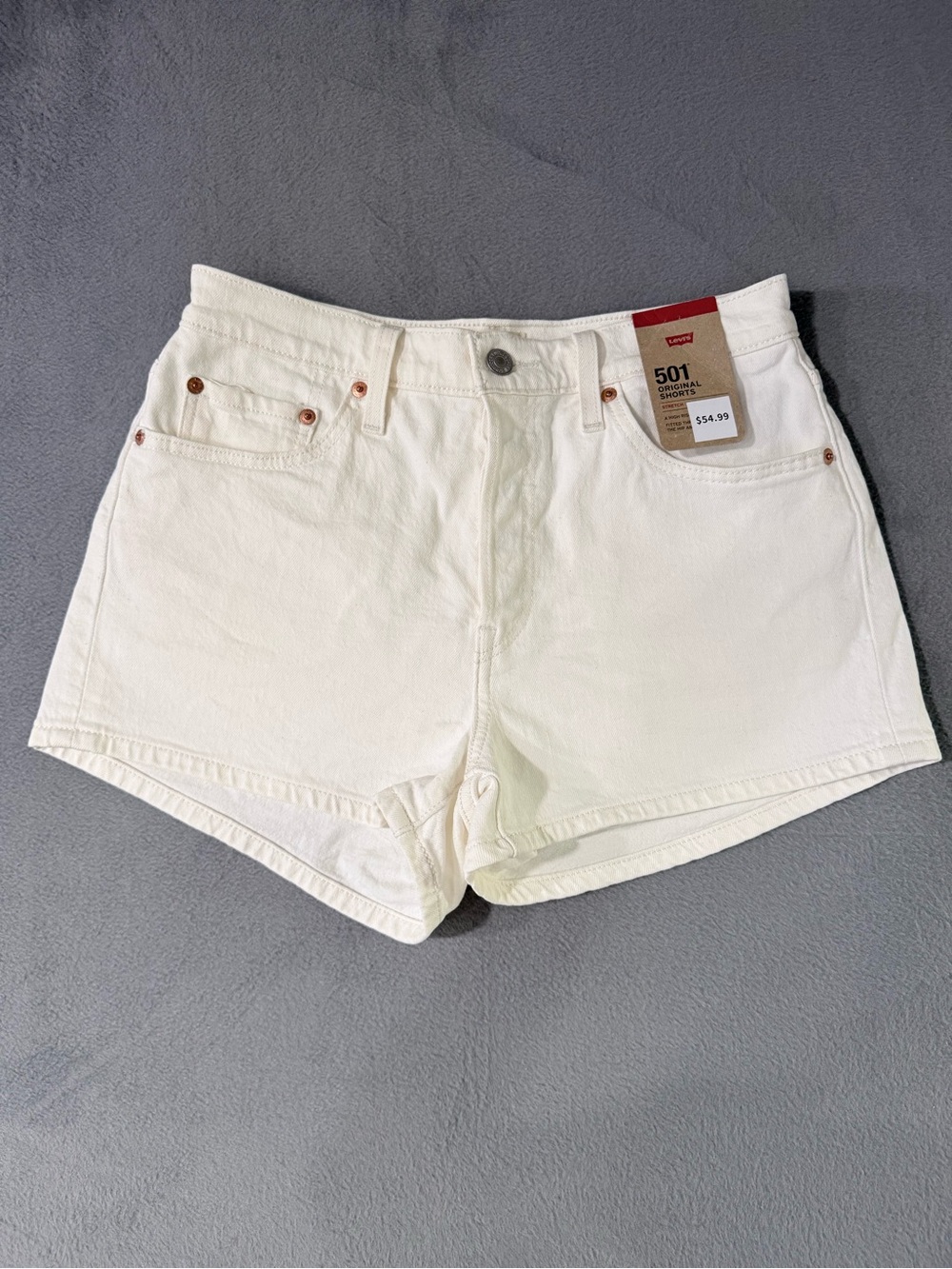 Levi's - White 501 High-Rise Denim Shorts